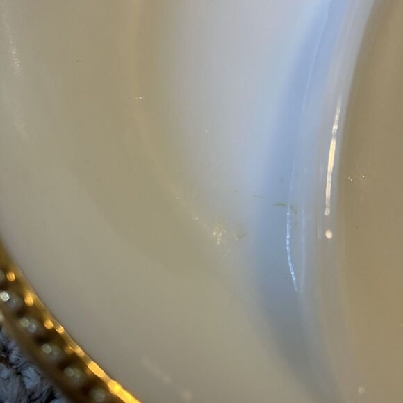 Set of 2 Vintage Fire King Milk Glass Divided Relish Candy Dish Gold Trim MCM - Picture 7 of 9